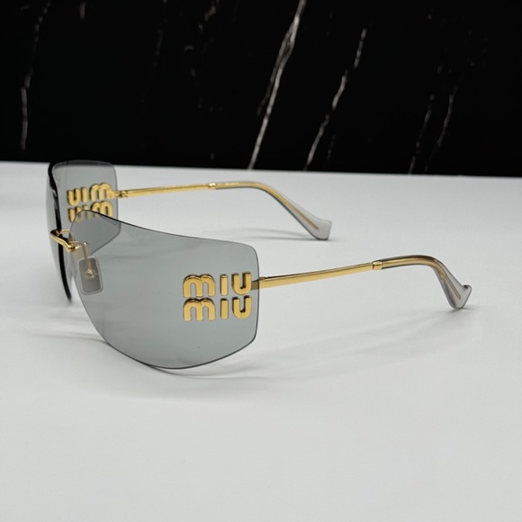 NEW MIU MIU SMU54Y 5AK30B WOMEN SUNGLASSES MU54YS 5AK30B GOLD METAL GREY EYEWEAR main image 5